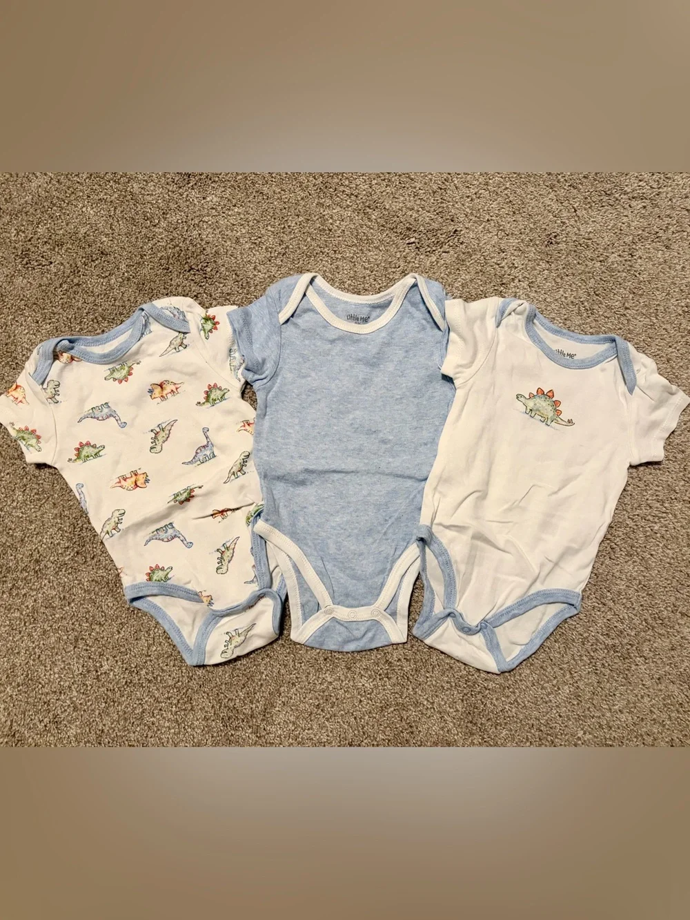 Little Me Light Blue Baby Bodysuit Trio